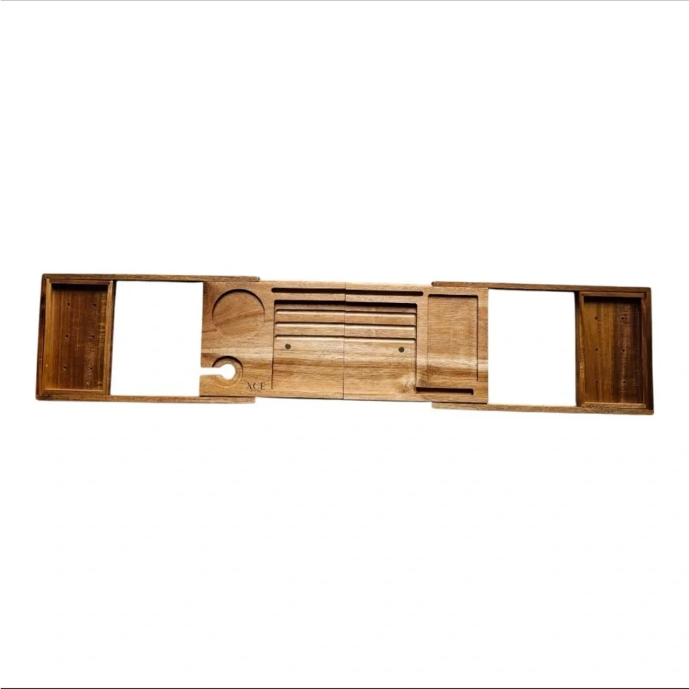 XCE Lifestyle Wooden Bath Caddy Tray with Expandable Design